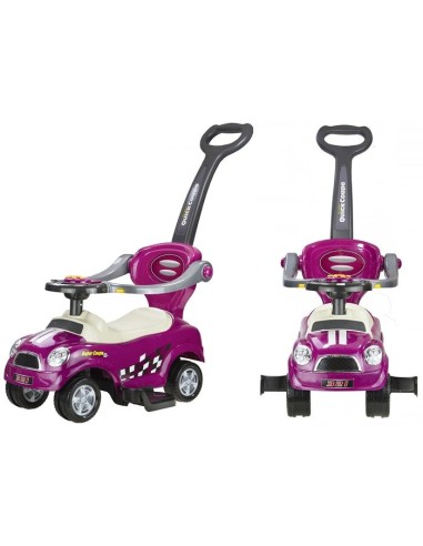 Coupe Car Manual Ride On with Parent Handle - Purple