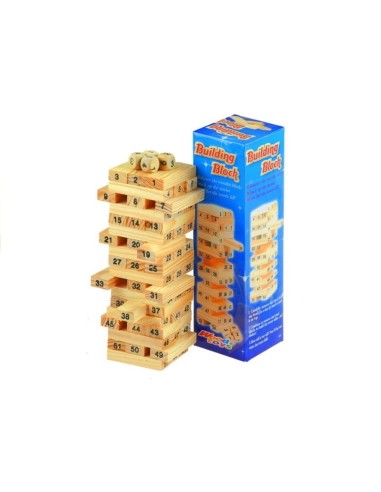 54pcs Wooden Tumbling Tower Blocks Game+Dice